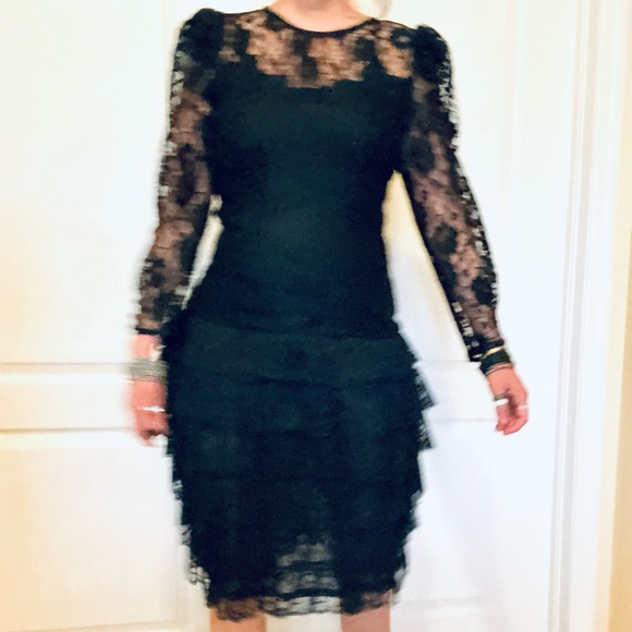 Wednesday Dresses Collections / Beene Black Lace Dress with ruffles - Picture 14 of 16